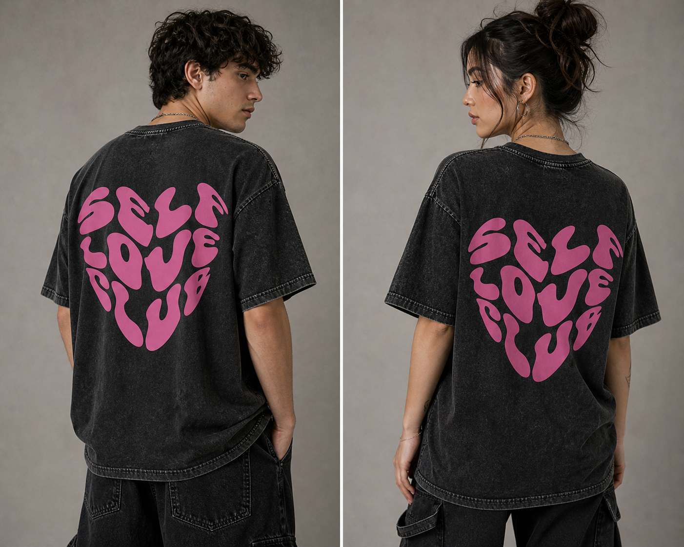 Self Love Club Acid Wash Drop Shoulder T Shirt