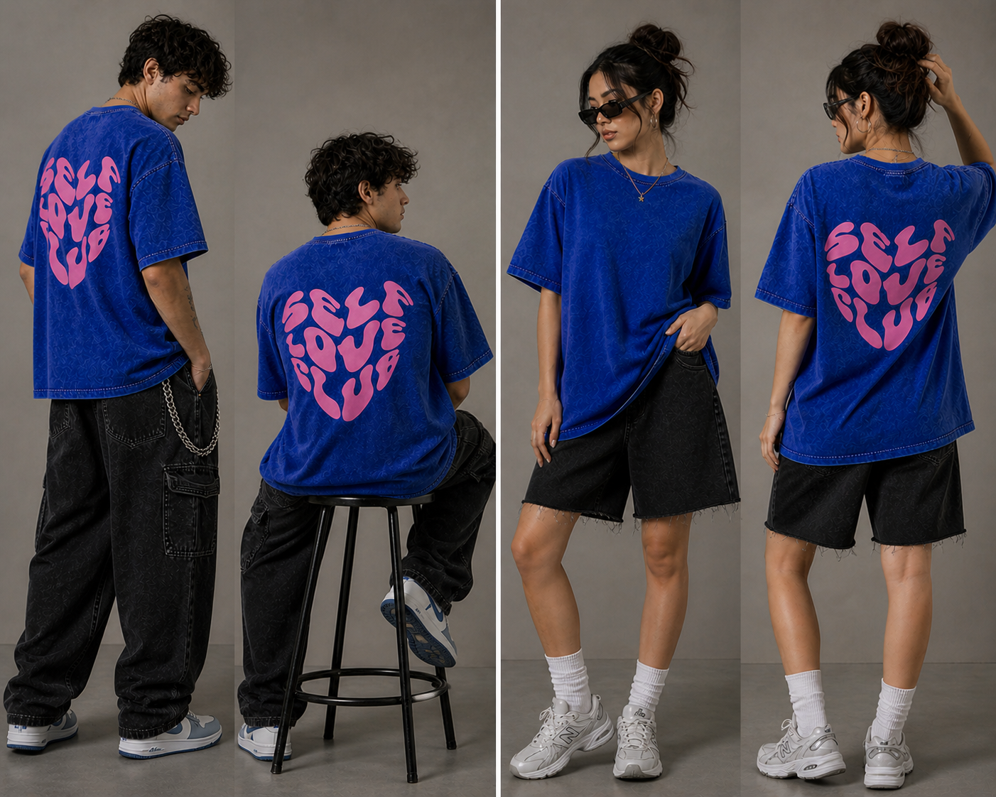 Self Love Club Acid Wash Drop Shoulder T Shirt
