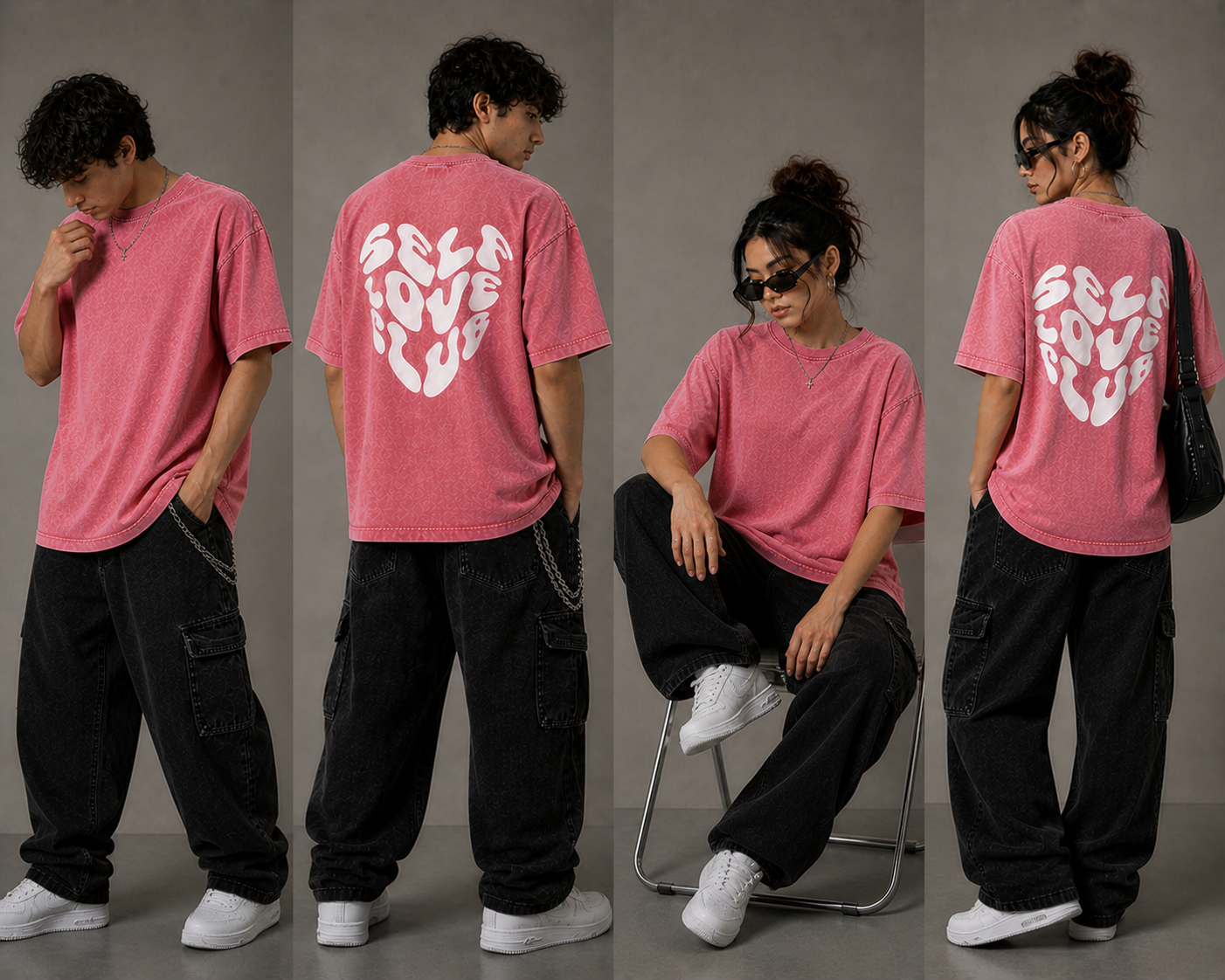 Self Love Club Acid Wash Drop Shoulder T Shirt