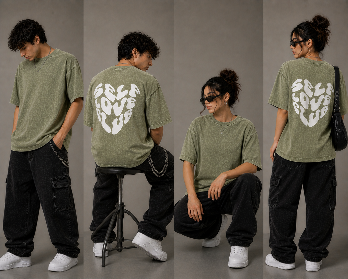 Self Love Club Acid Wash Drop Shoulder T Shirt