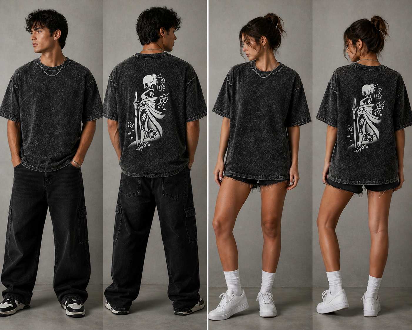 Kitana Woman Acid Wash Drop Shoulder T Shirt