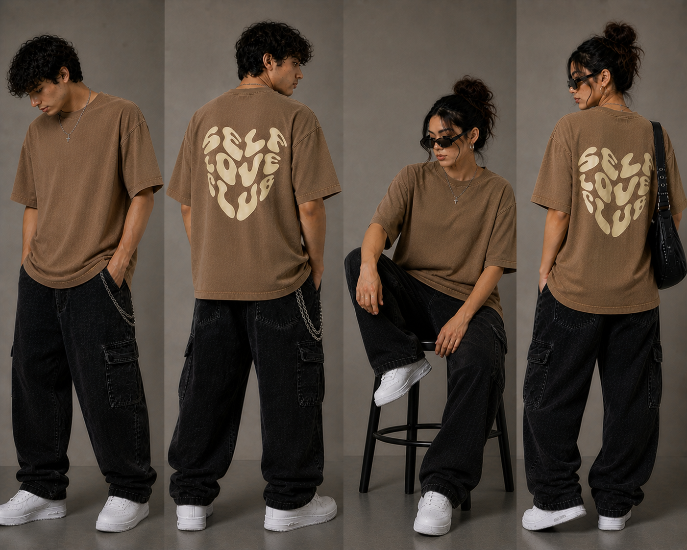 Self Love Club Acid Wash Drop Shoulder T Shirt